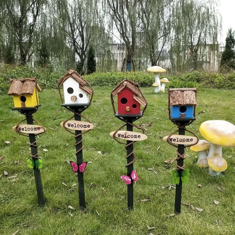For Villa Garden, Farmstay, Homestay Garden Decor Inserted Birdhouse - Ground-Inserted Bird Nest, Outdoor Ornament