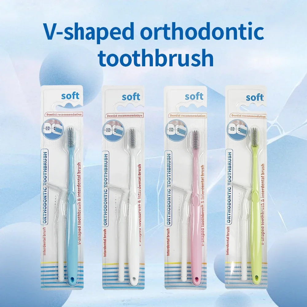 5pcs Soft Toothbrush V-Shaped Bristle Orthodontic Braces Tooth Brush Interdental Brush Teeth Clean Oral Hygiene Dental Products