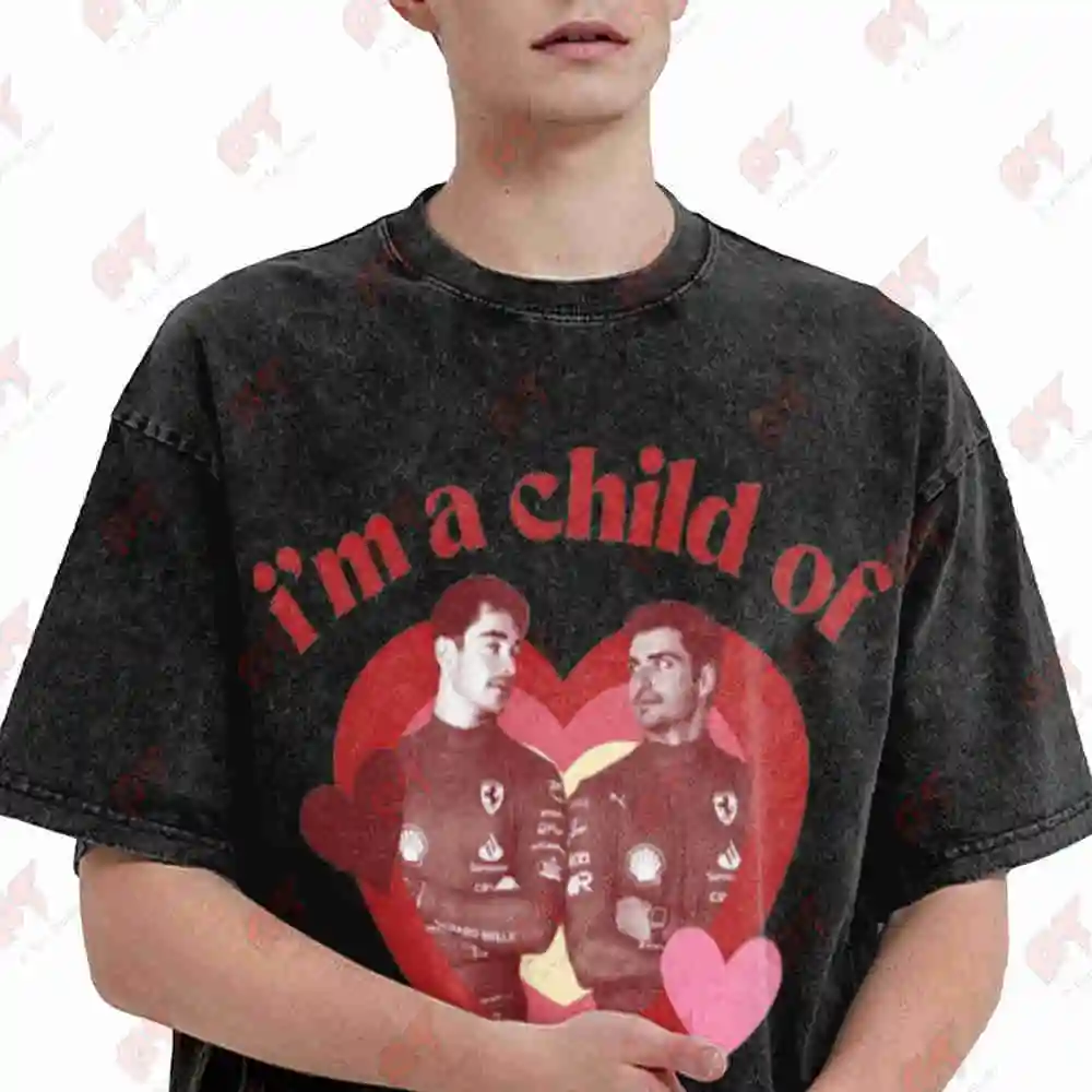 I'm A Child Of Divorce Leclerc And Sainz Vintage Washed Tee Pure Cotton T-Shirt