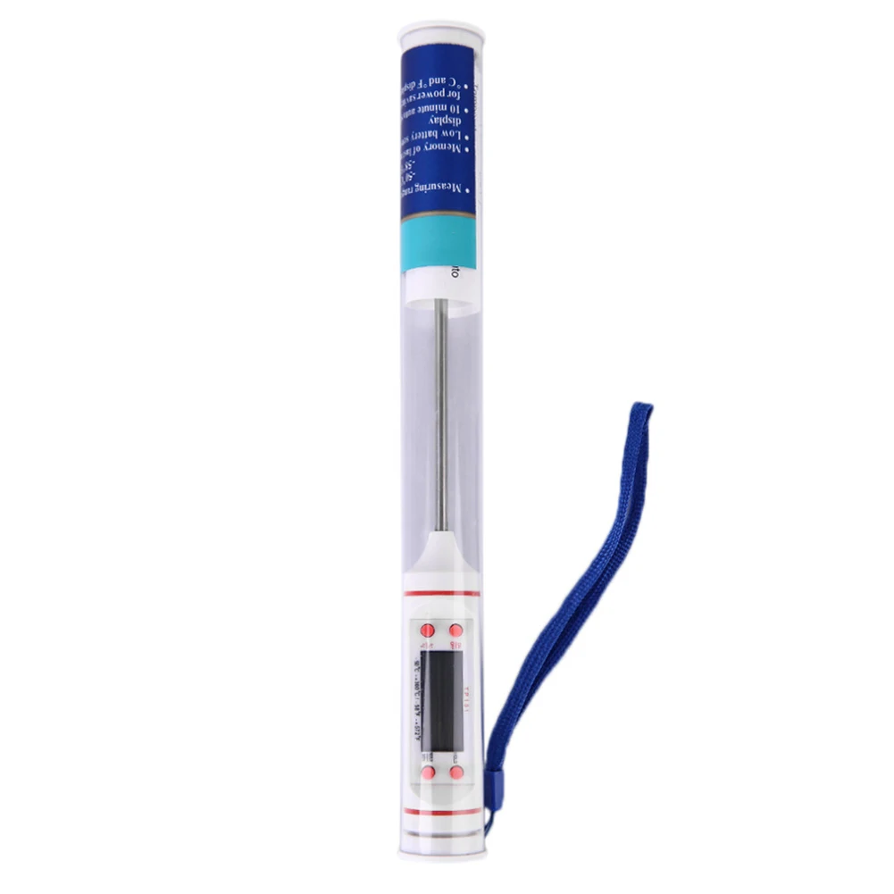 Termômetro eletrônico portátil com display LCD, Termômetro multifuncional, Interruptor Celsius e Fahrenheit, Ferramentas de cozimento duráveis