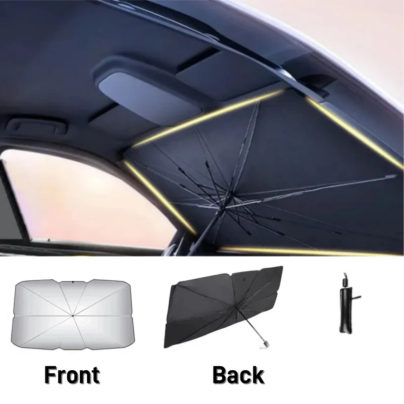 Car Sunshade Umbrella-style Front Glass Sunshade Sunscreen Heat Insulation Cloth Car Windshield Sunshade Car Umbrella Shade