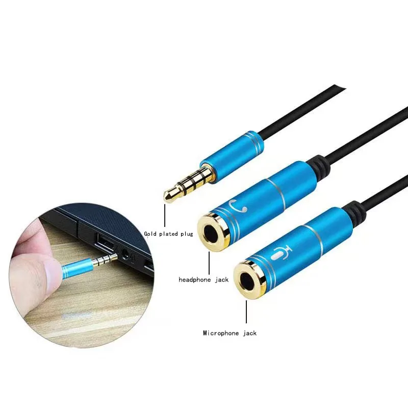3.5mm Headphone Microphone, 1/2 Digital Audio Cable, Laptop Phone, karaoke Single Hole Earphone, Dual Plug