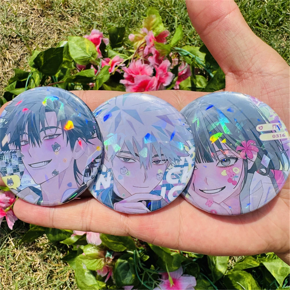 58mm Anime Link Click Lucas Jo Charles Cheng Xiaoshi Cosplay COSTUME Badge Pin SPTE Tinplate Brooch Prop Xmas Gift