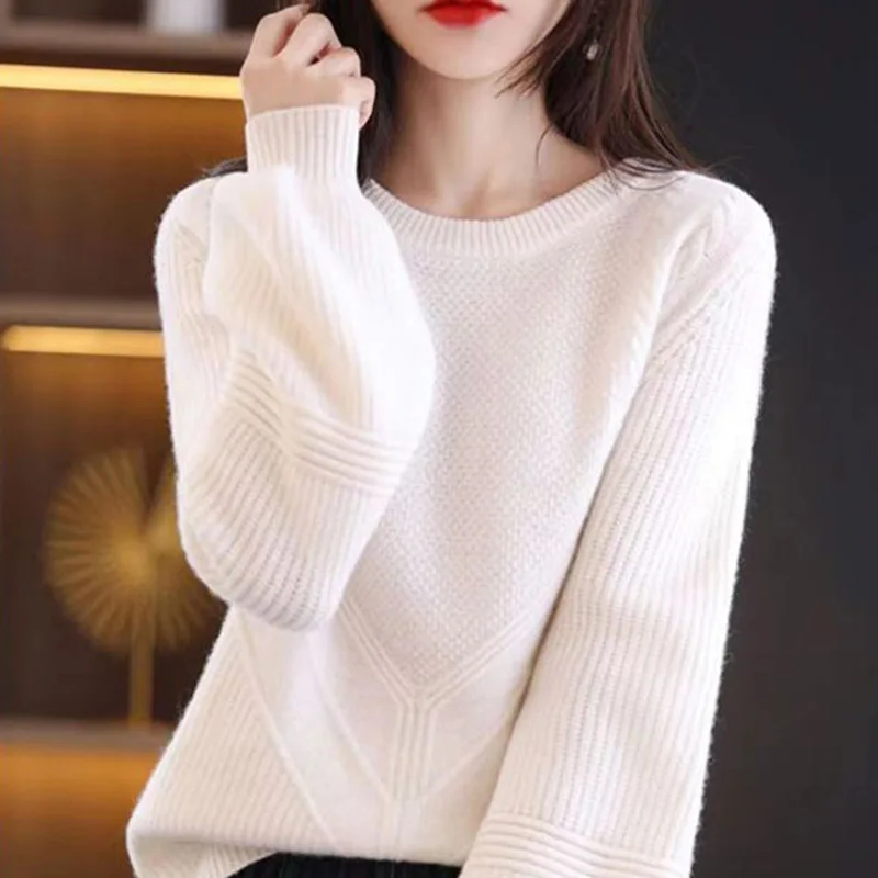 

Women's Clothing Thick Woolen Sweater Solid Loose Simple Casual Knitted Top Winter All-match Fashion Soft Knitwear