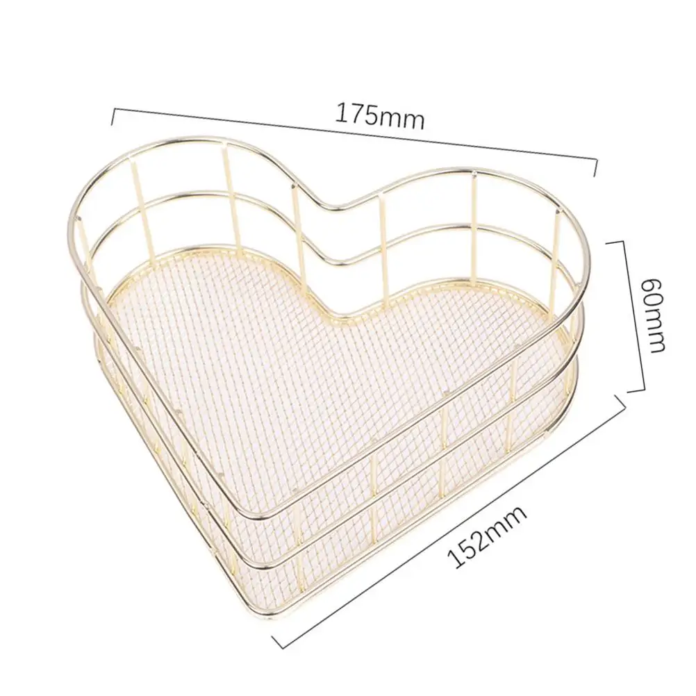 

Heart Shaped Iron Wire Storage Tray Jewelry Dish ganizer Decor Wedding Gift Kitchen Bar Accessories