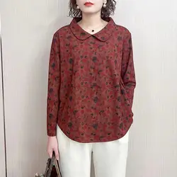 Jersey de manga larga con cuello de muñeca estampado para mujer, Top informal elegante, empalmado, primavera y otoño