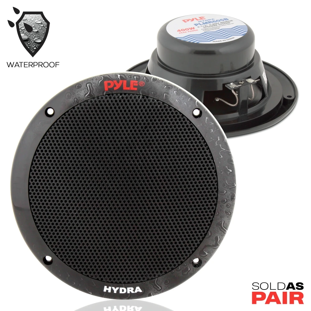

Pyle 6.5 Inch Dual Marine Speakers - 2 Way Waterproof and Weather Resistant Outdoor Audio Stereo Sound System with 400 Watts