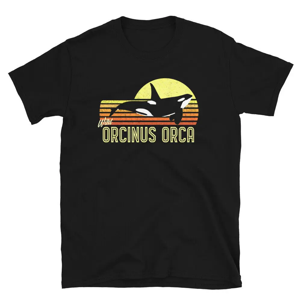 Orca Killer Whale Dolphin Marine Science Biologist Retro Sun T-Shirt For Men Women Summer Tees Cotton Luxury Brand Oversized