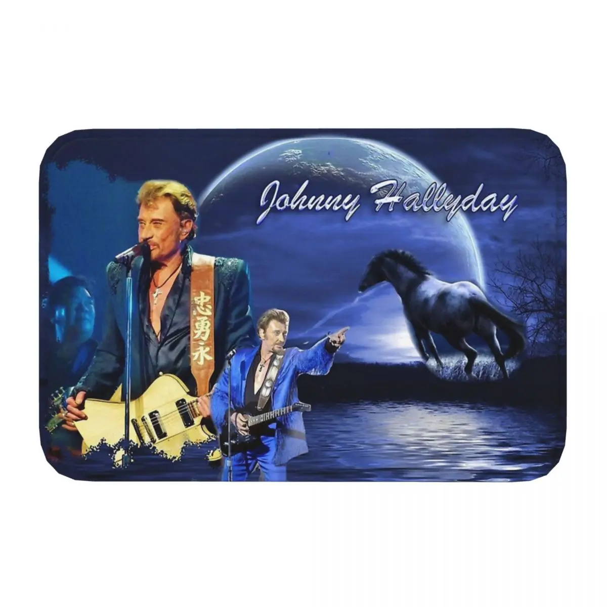 Johnny Hallyday Rock Music French Singer Bathroom Non-Slip Carpet Gift For Fans Flannel Mat Welcome Doormat Floor Decor Rug