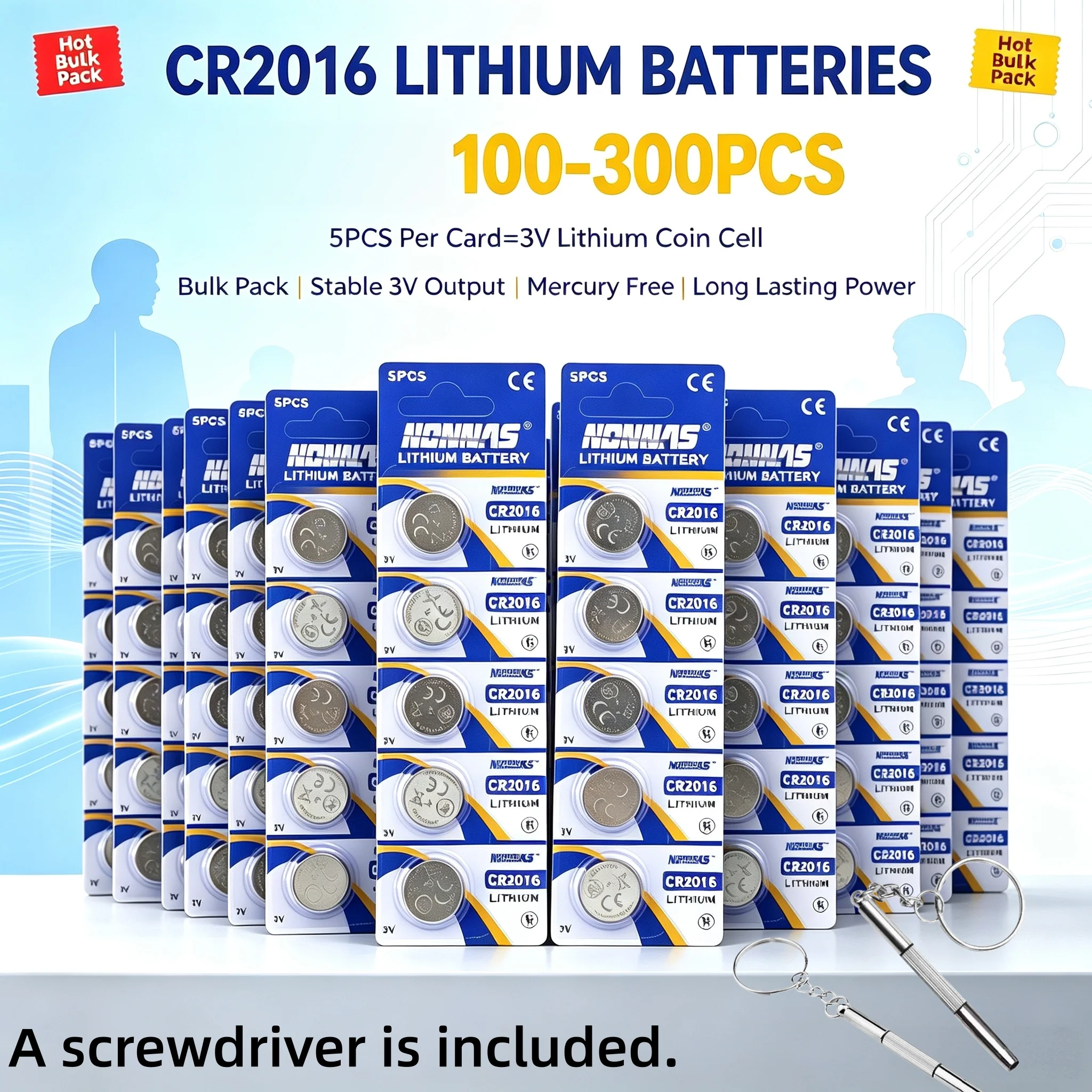CR2016 3V Lithium Button Battery 100-300PCS DL2016  LM2016  Motherboard CMOS Battery Watch Coin Cell  For Toys Clock Computer