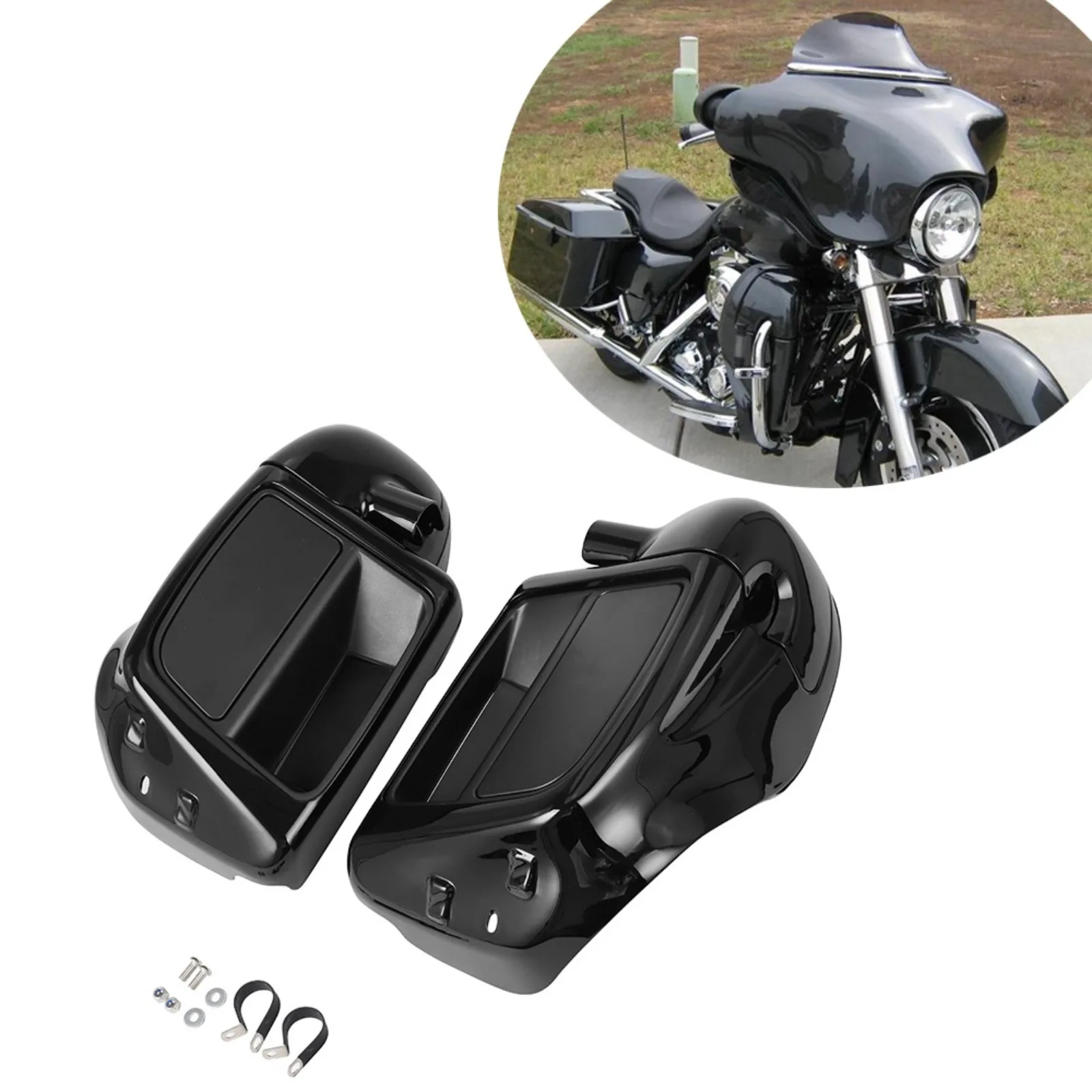 Vivid Black Lower Vented Leg Fairing Fit For Harley Touring Street Glide 14-2024