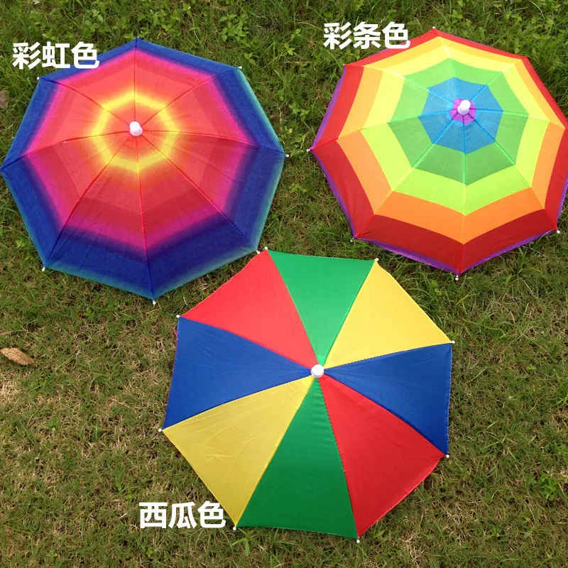 portable dual-purpose umbrella hat wearing an umbrella outdoor striped color sun protection fishing umbrella hat rain