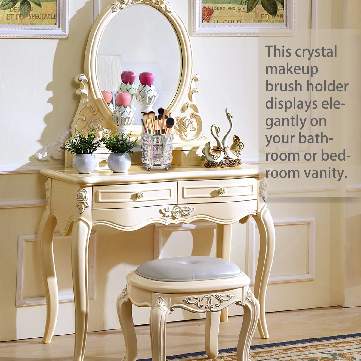 

Barrel Retro Makeup Storage Box Coppper Case Desktop Clear Container for Dressing Room Holder