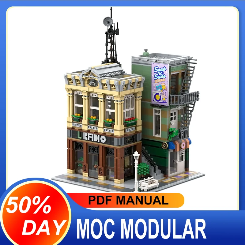 2022 New MOC Broadcasting Station;2616pcs Modular Building Blocks Bricks Puzzle Toy For Boy Birthday Gifts