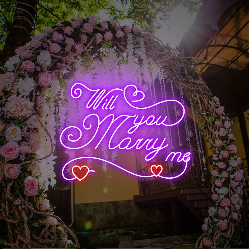 Imagem -03 - Will You Marry ME Neon Sign Personalizado Wall Art Party Decoração de Casamento Neon Lights para Home Room Decor Luz Sinais Personalizados