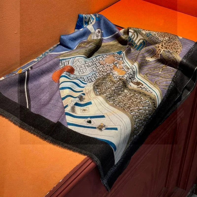 100% الكشمير الكلاسيكية الساحرة الراقية عالية المظهر طباعة 2025 جديد وشاح حريري منديل ضوء فاخر موضة هدية مثالية