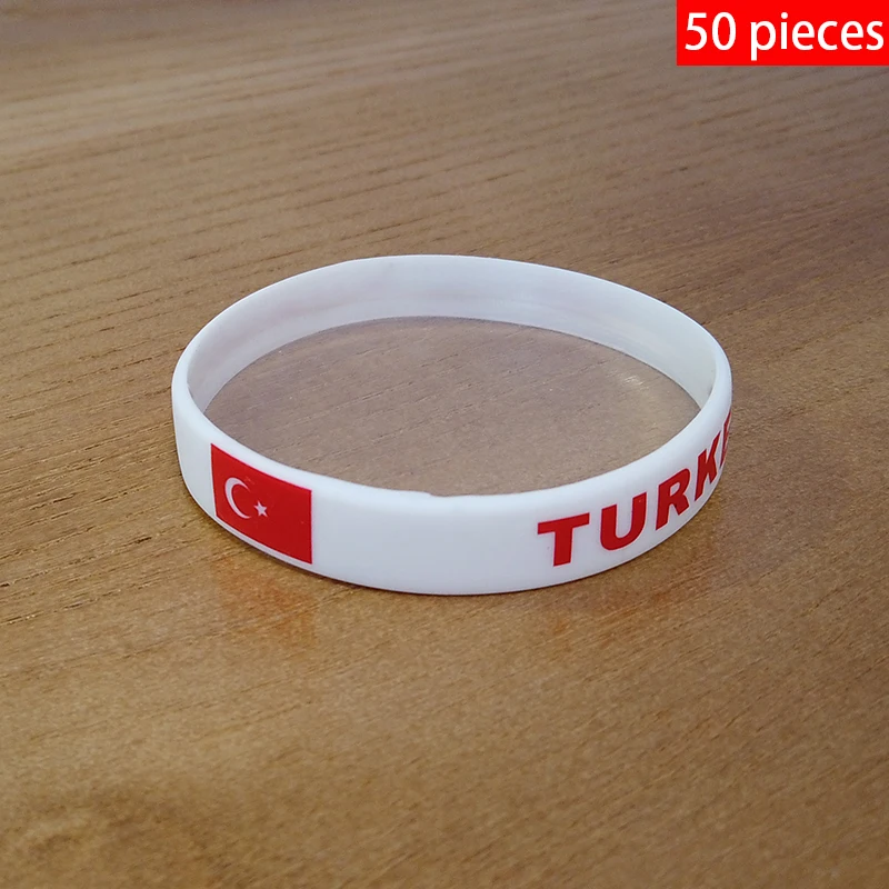 

Wholesale Customized 50pcs Turkey National Flag Wristband Sport Silicone Bracelet Rubber Band Commemorative Fashion Accessory