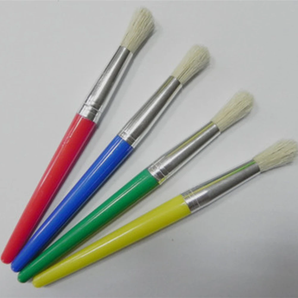 

4 Pcs PAINTING BRUSH Paintbrush Watercolor Brushes Washable Kids Children Easy Small