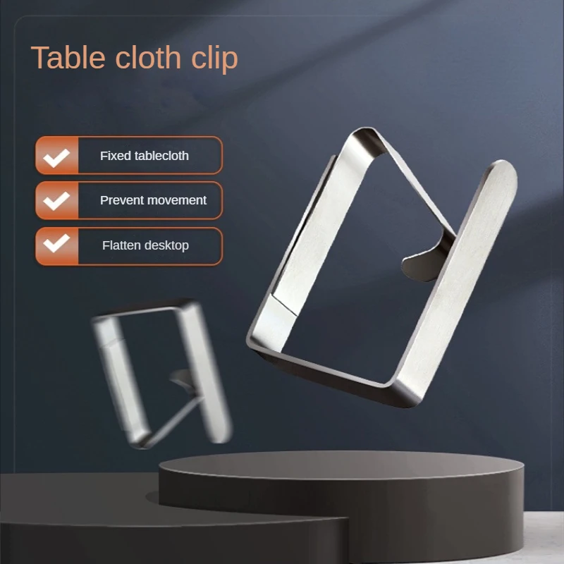 Stainless Steel Antiskid Tablecloth Clip, Dining Cloth Fixing Clamps, Adjustable Table Map Holder, 4Pcs