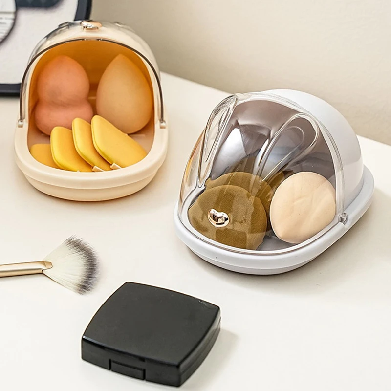 Estuche de esponja de maquillaje, caja de almacenamiento de huevos cosmética portátil a prueba de polvo, caja de almacenamiento de herramientas de belleza multifuncional, estuche para licuadora de maquillaje