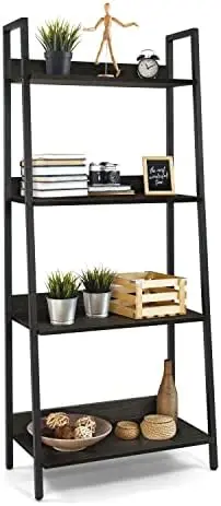 

5 Tier Ladder Bookshelf, 24 Inch Width Free Standing , Bookcase Rack Organizer, Industrial Book Shelves for Home Office, Livin