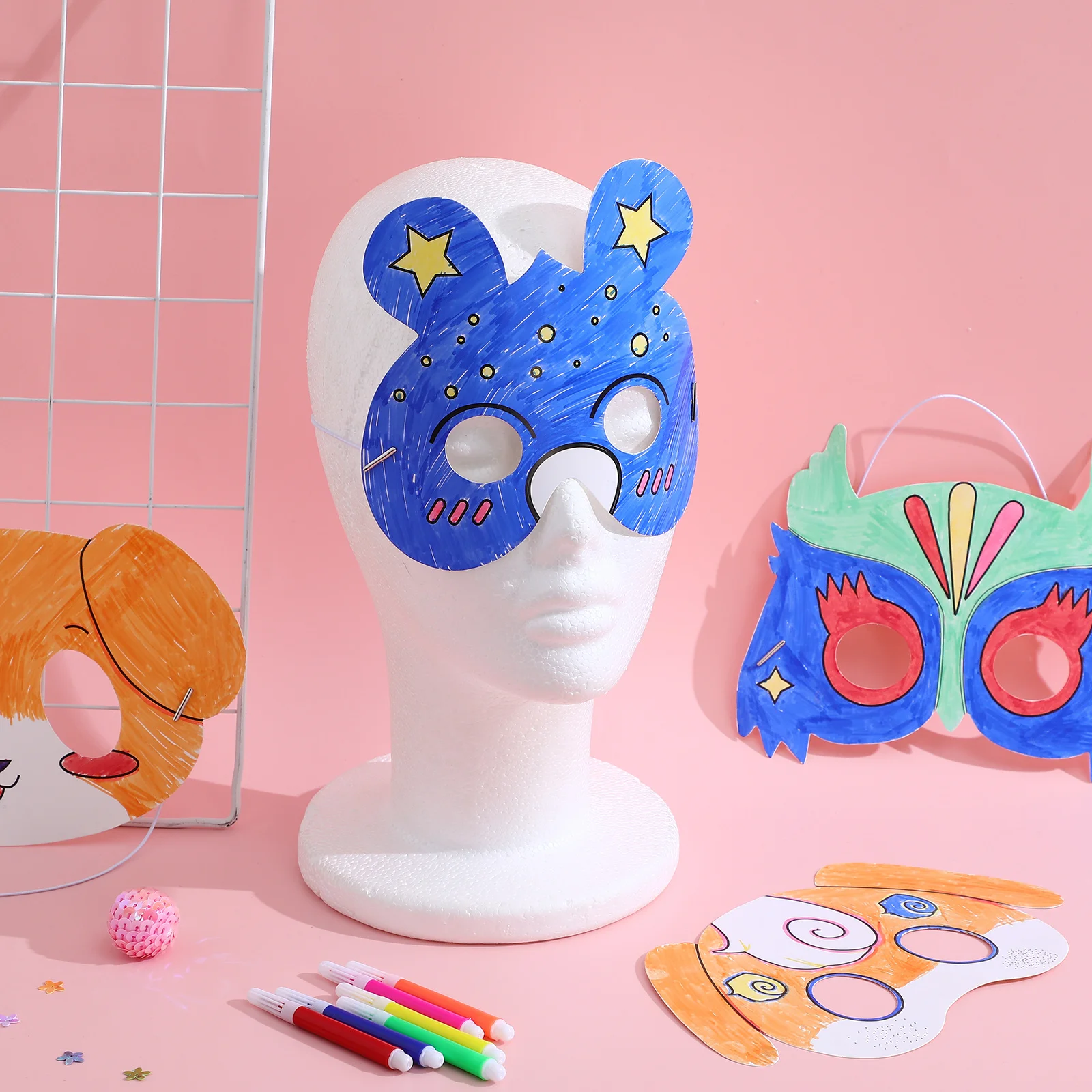 1Set Ongeverfd Masker Rekwisieten voor Vrouwen DIY Coloring Craft Unieke Handgemaakte Carnaval Maskerade Party Accessoires Creatief Cadeau Idee