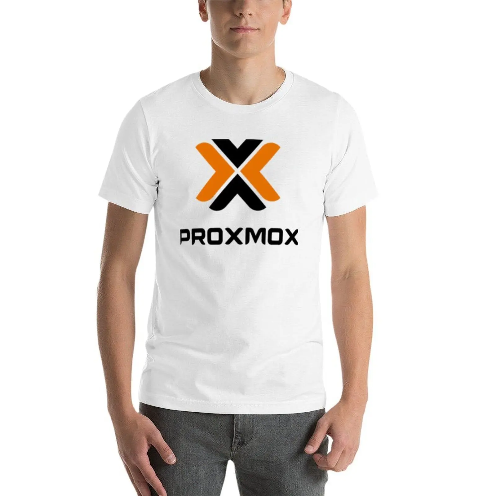 تي شيرت رجالي بشعار Proxmox تي شيرت كاجوال للرجال تي شيرت بقصة ضيقة