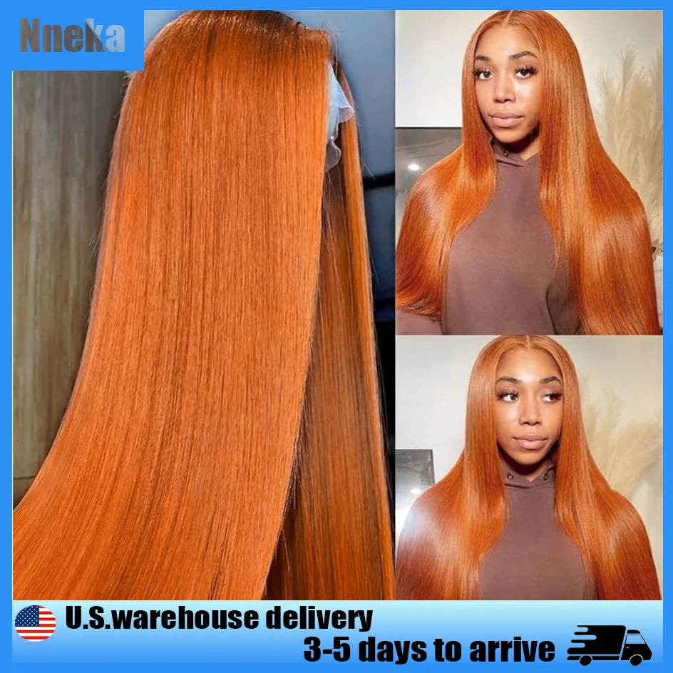 

Nneka 350 Straight Hd Lace Frontal Wig 13x6 Orange Ginger Human Hair Wig Colored Human Hair Wigs 13x4 Lace Front Wig For Women