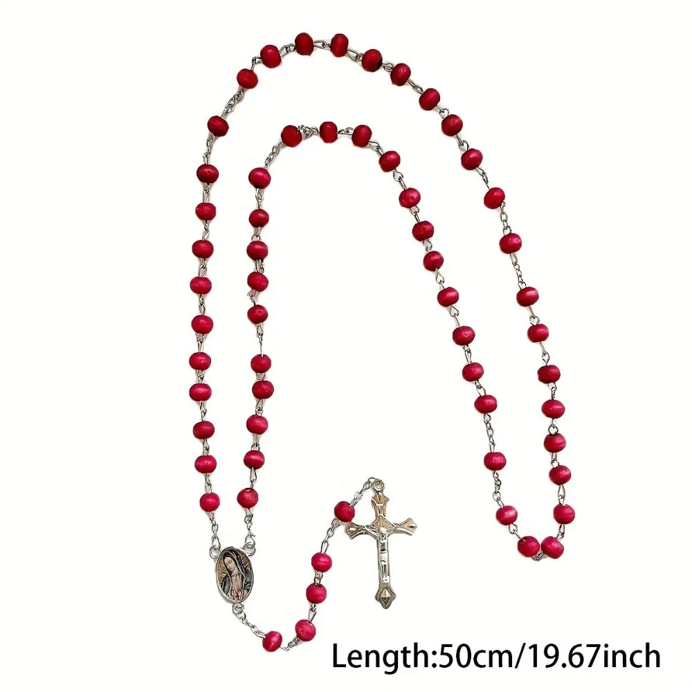 6/12/20/20/40Sets Red Maria Cross Rosary Necklace w/Box - Bday Com Bapt Wedding Unisex Gift, Mother's Day Gift/Wedding Favors - view 4