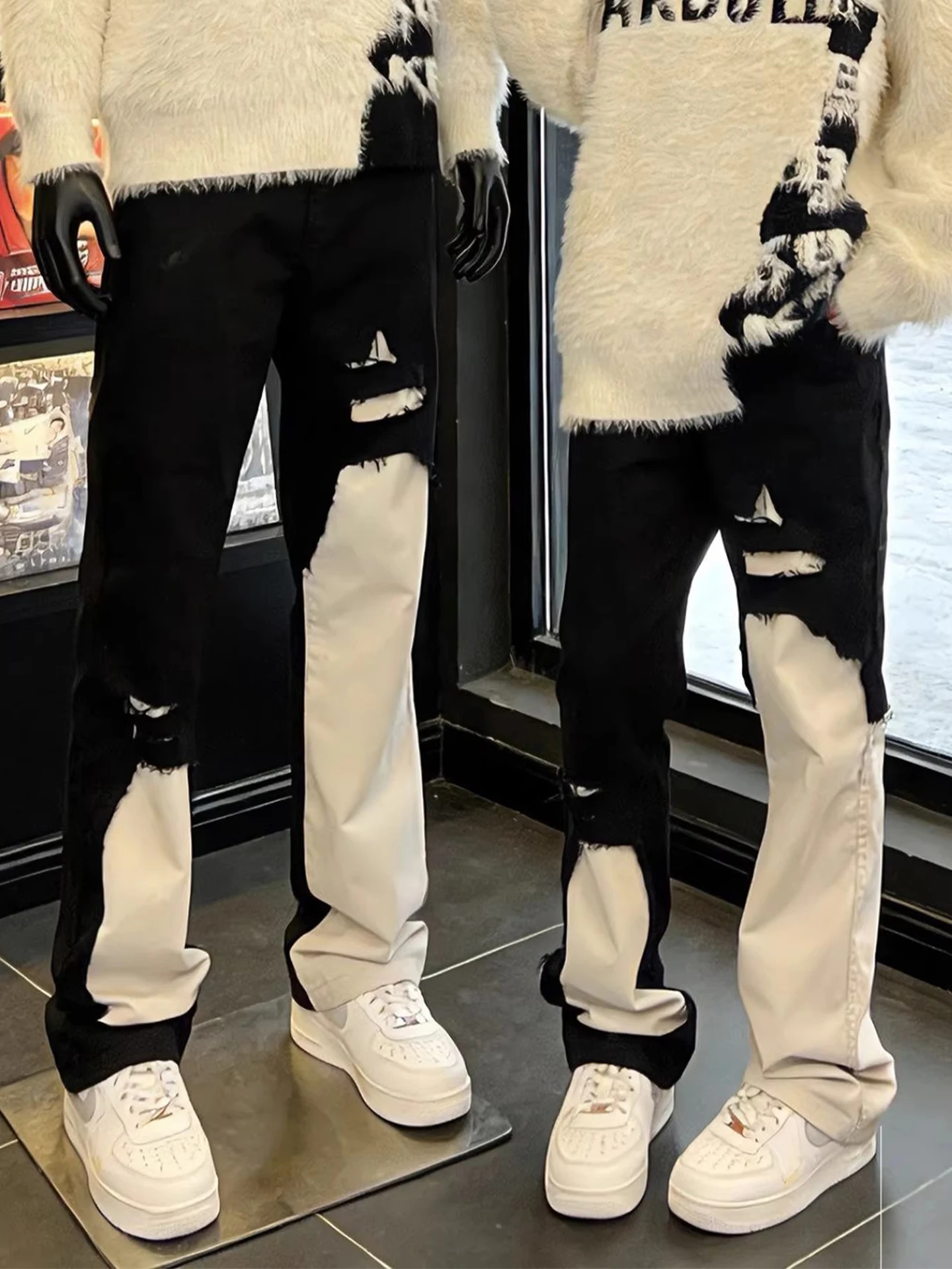 

Джинсы American Vibe Distred с прямыми штанинами, мужские и женские, облегающие длинные брюки, слегка расклешенные, повседневные, износостойкие