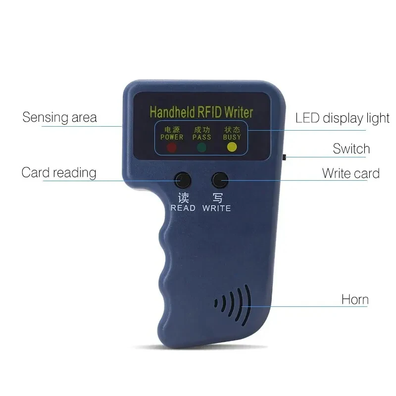 Mini leitor de cartão rfid portátil 125khz, copiador, duplicador, programador, cópia de cartão de identificação em4305 t5577, cada etiqueta gravável