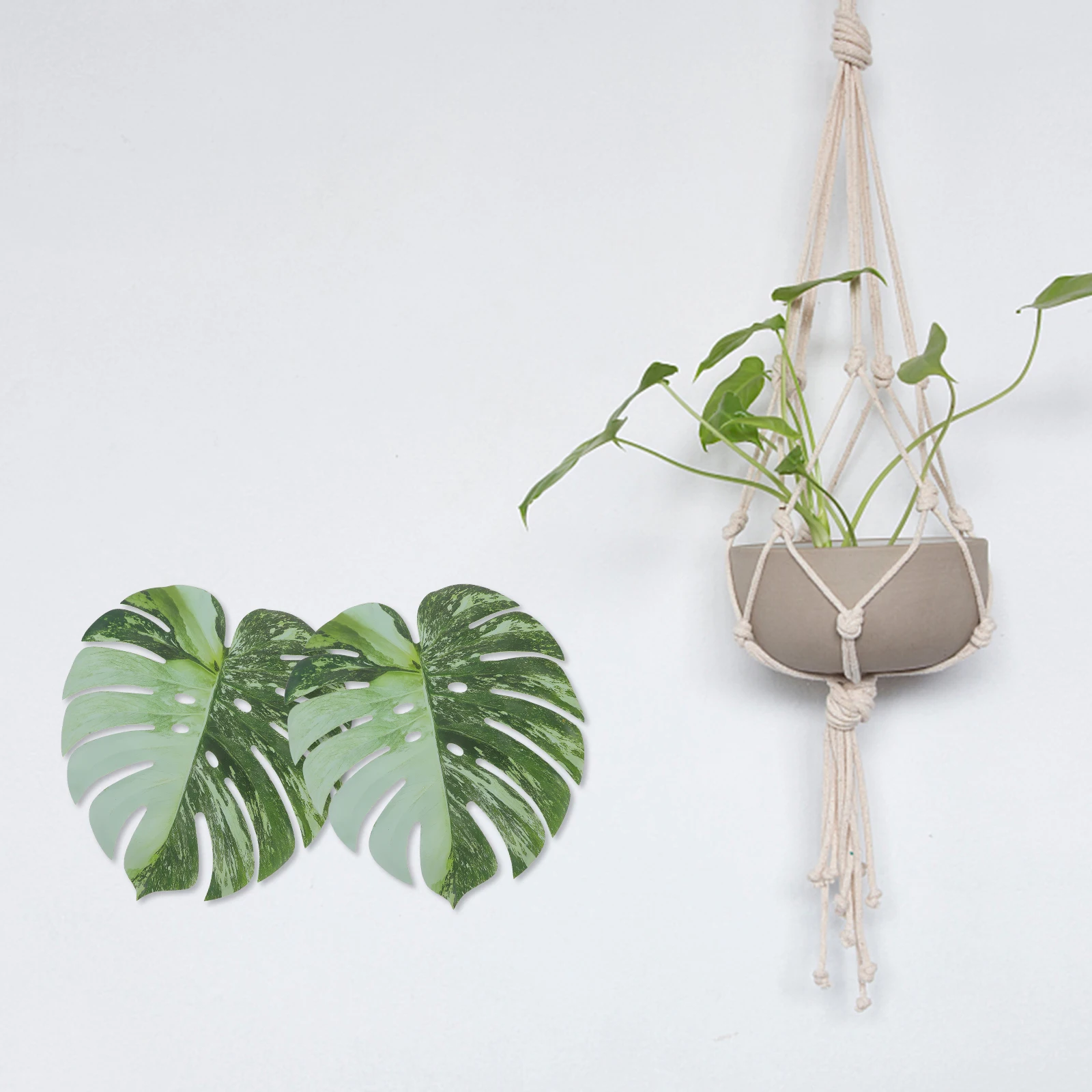 

6pcs Realistic Artificial Tropical Monstera Leaves Fake Palm For Home Office Party Decor Diy Faux Leaf Adornment Simulation