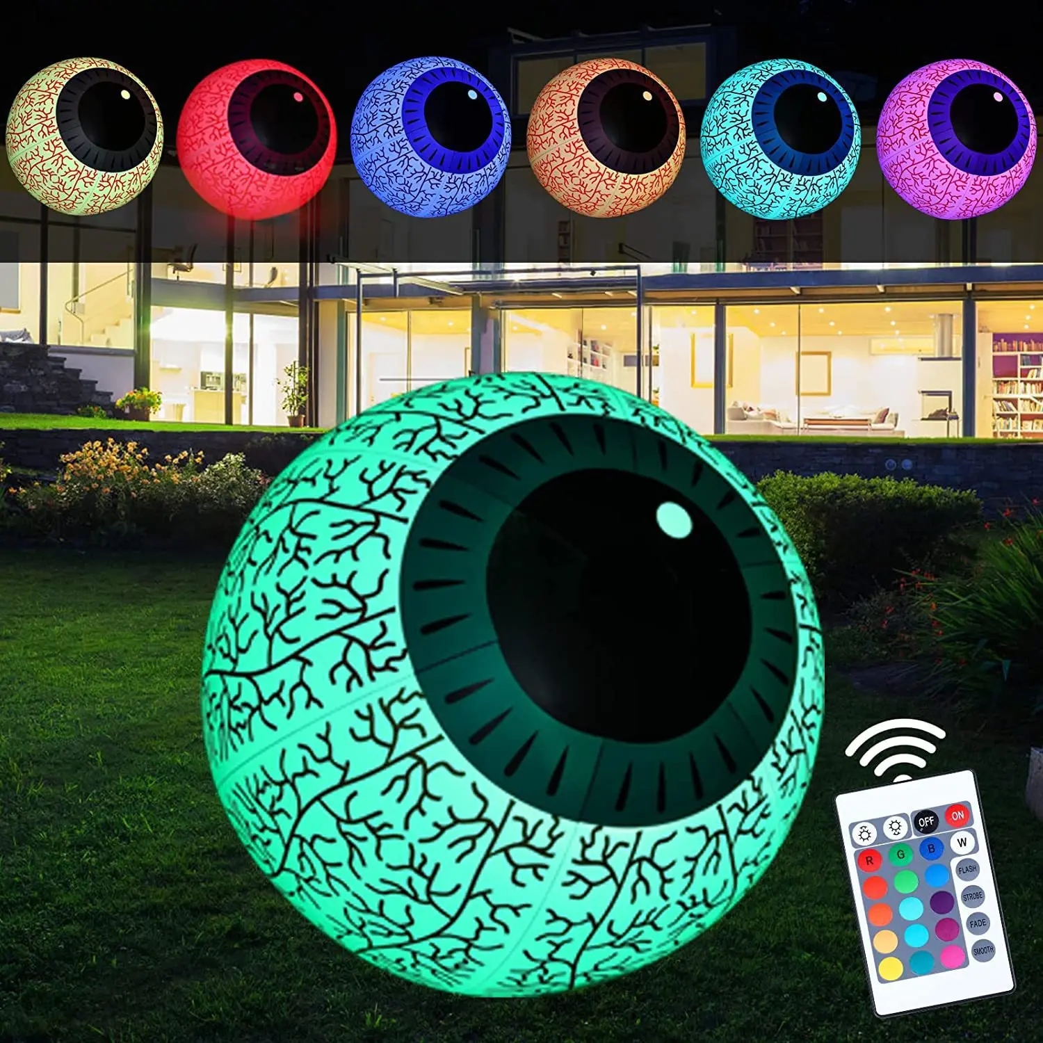 Halloween Decoration 60cm LED Remote Control Light Up Eye Ball Inflatable Light Up Pumpkin Ball Eyeball