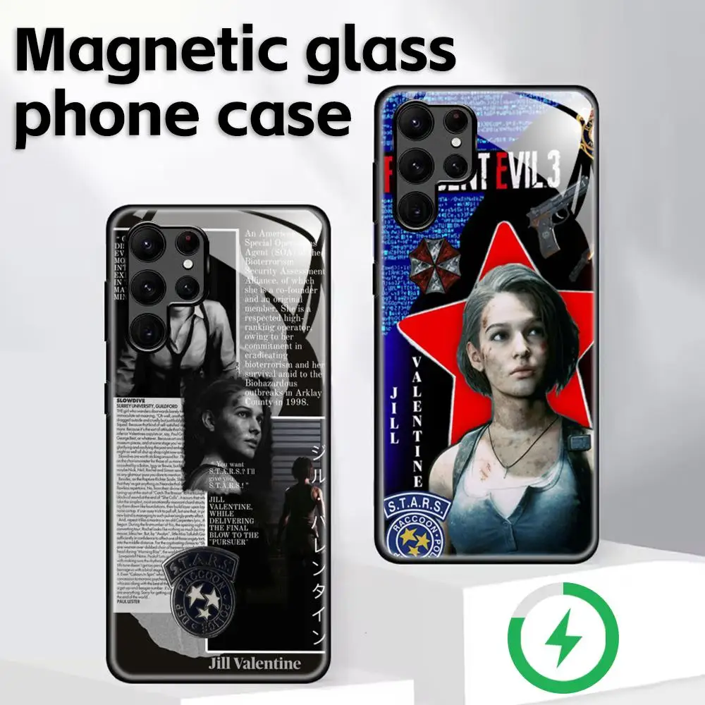 Resident Evil Jill Phone Case For Samsung S26 S25 S24 S23 S22 S21 Plus Ultra Note20 Glass Magnetic Case