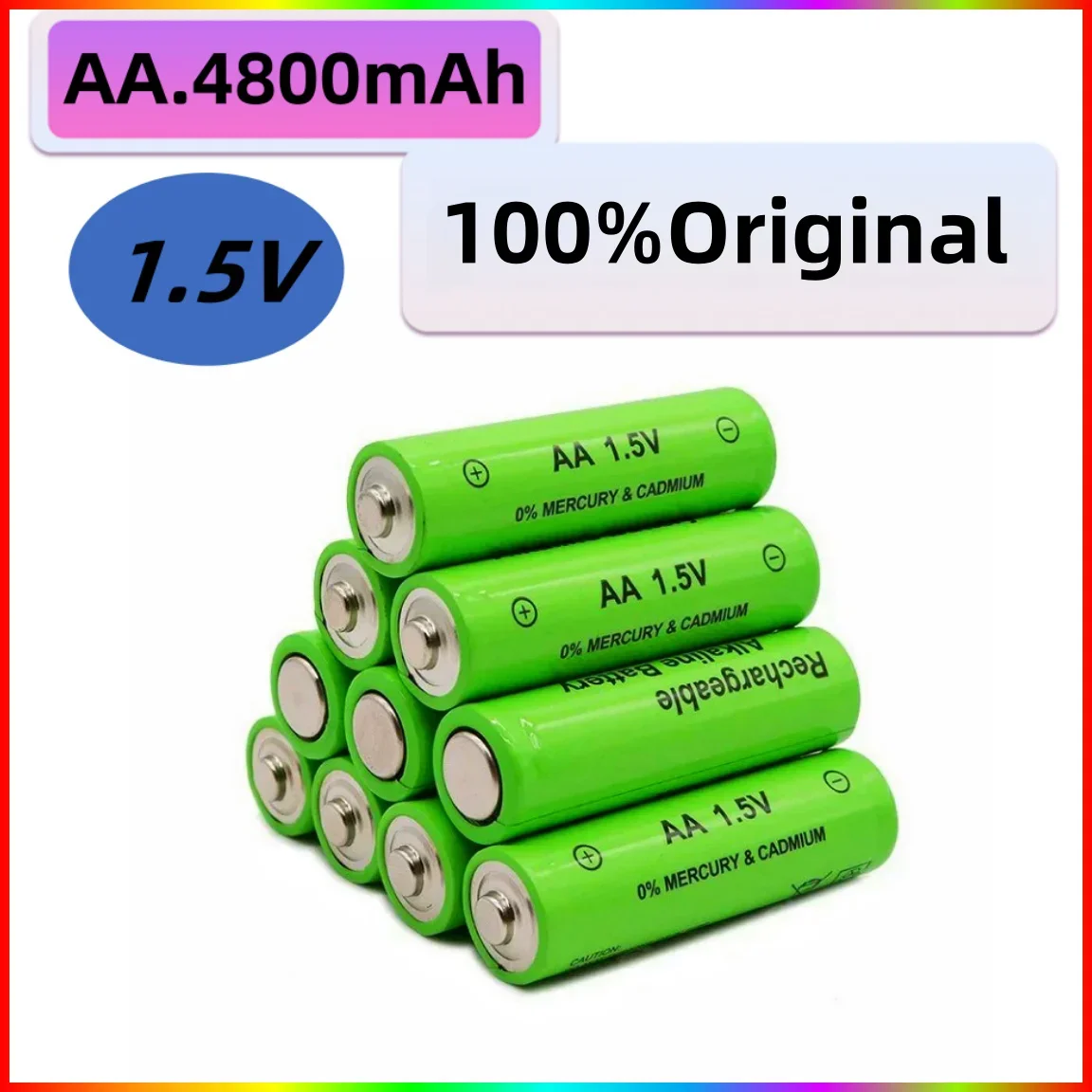 Free Shipping 1.5V AA Battery 4800mAh Rechargeable Battery NI-MH 1.5 V AA Battery for Clocks Mice Computers Toys So On.