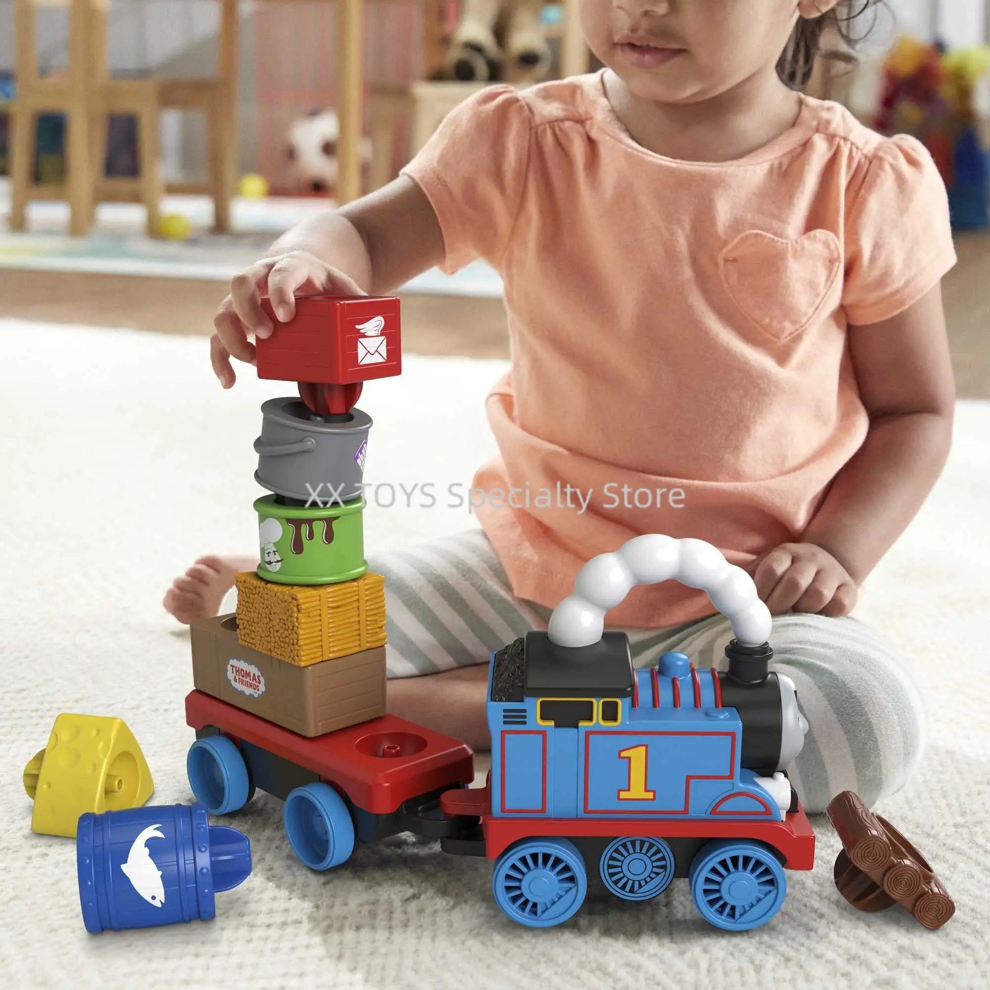 Thomas & Friends Wobble Cargo Stacker Trein Duwbare motor met stapelblokken Kinderen Stapelspel Puzzel Speelgoed Geschenken