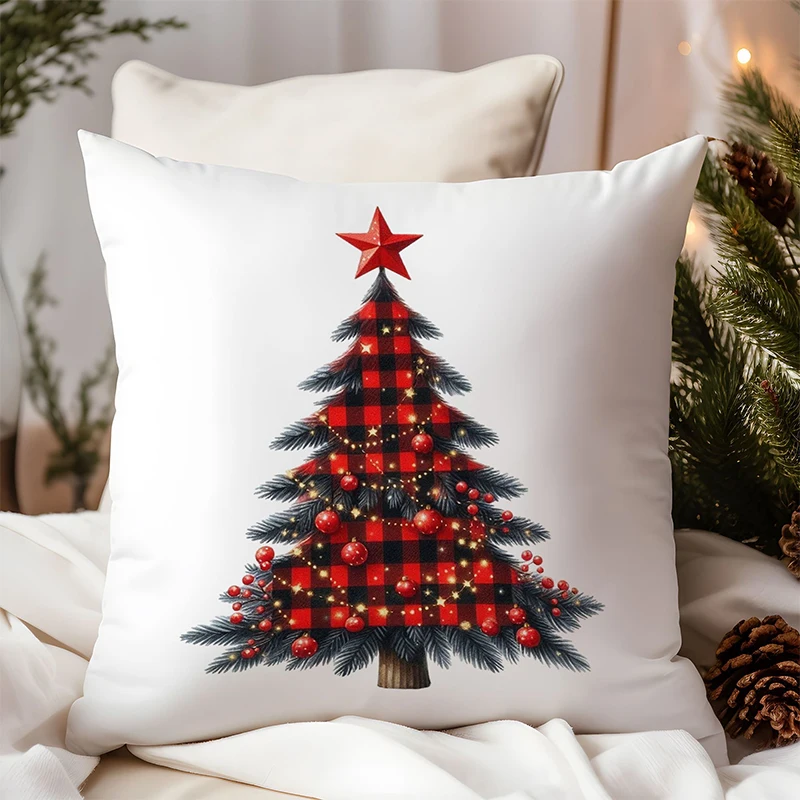 Christmas Pillows With Tree Deer Santa Truck Square polyester pillowcase, modern sofa decorative cushion cover