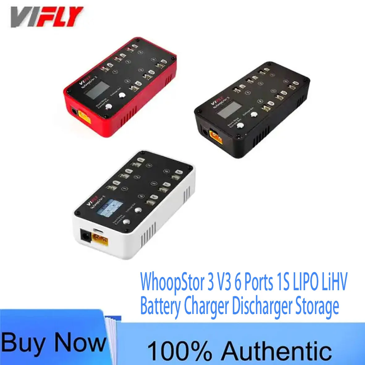 NEW VIFLY WhoopStor 3 V3 6 Ports 1S LIPO LiHV Battery Charger Discharger Storage LCD TYPE-C DC TX60 For RC FPV BT2.0 PH2.0