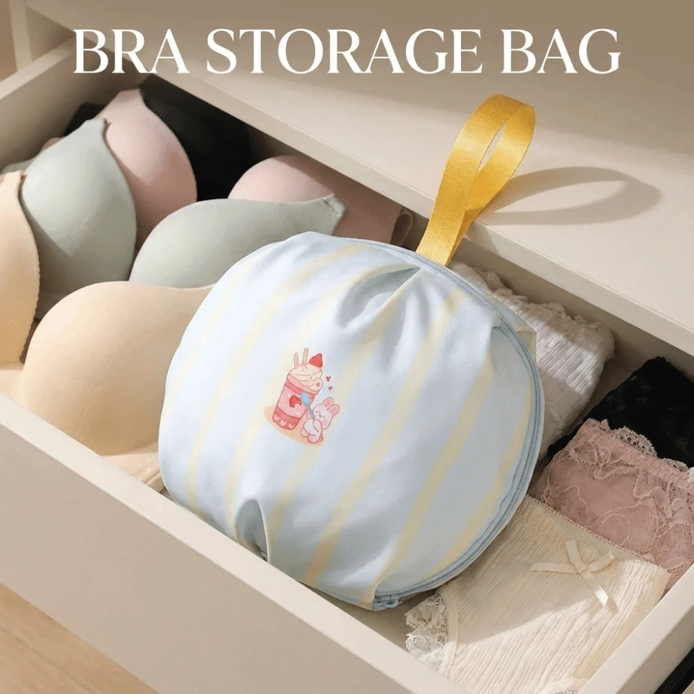 

Portable Cartoon Underwear Storage Bag Handheld Large Capacity Bra Storage Bag Folding Zipper Closure Lingerie Organizer Travel