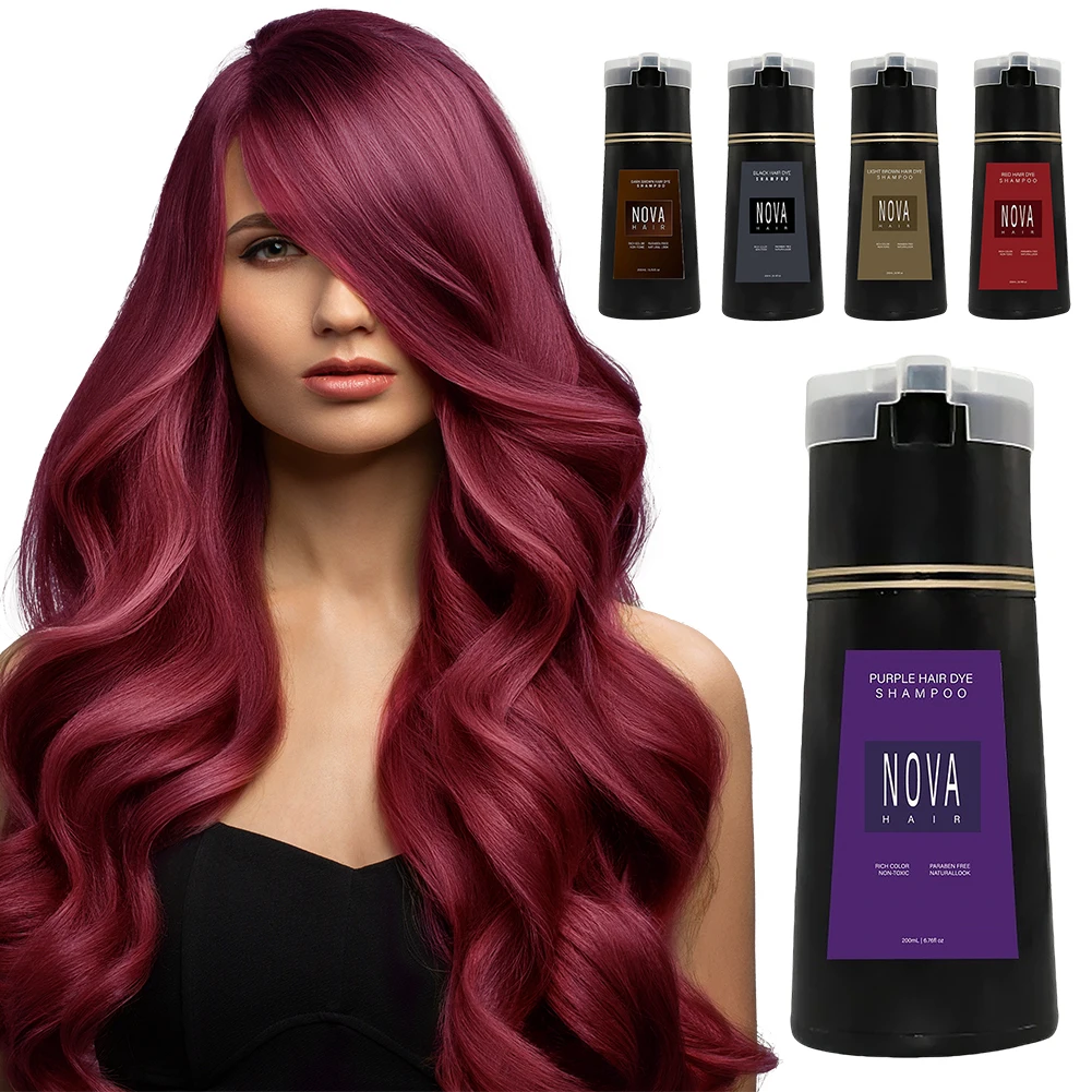 Original Hair Dye Shampoo Nova Hair Instant Dye Shampoo Men Women Quick Easy Safe Hair Color Gray Hair Coverage Nourish Scalp