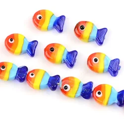 4pcs 1.3x2cm Cartoon Colorful Fish Shape Glass Beads Diy Handmad Necklace Bracelet Jewelry Cute Gift Accessories