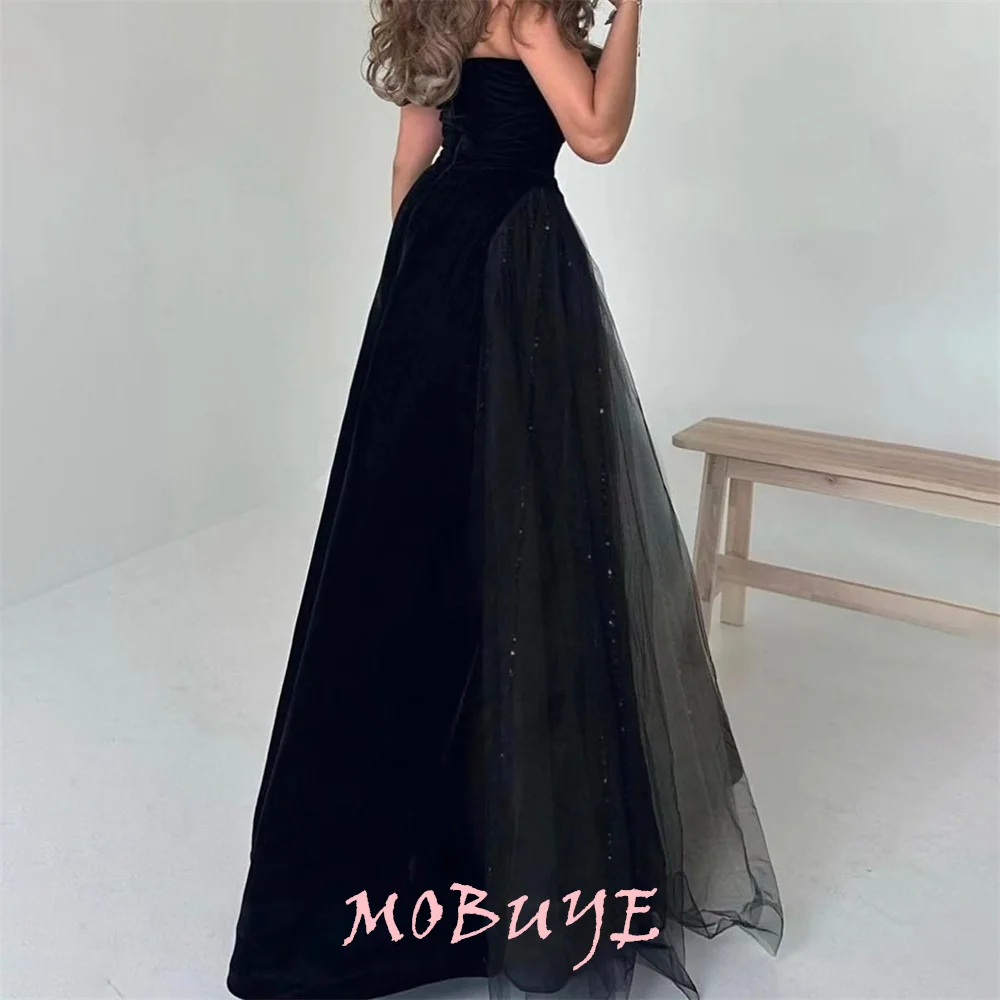 MOBUYE 2024 Popular A-Line Prom Dress Floor-Length With Sleeveless Evening Fashion Elegant Party Dress For Women