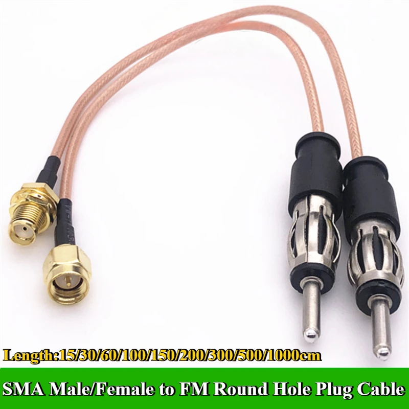 SMA Male Female to FM Round Hole Plug Adapter RG316 Player Antenna connection cable length 15cm/30/60/100/150/200/300/500/1000cm