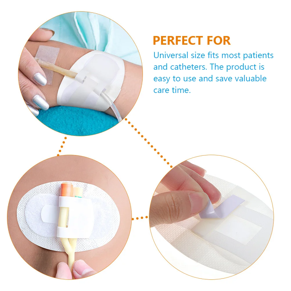 12Pcs Catheter Sticker Universal Size Easy Use Catheter Leg Fixing Patch Breathable Stabilization for Medical Nursing