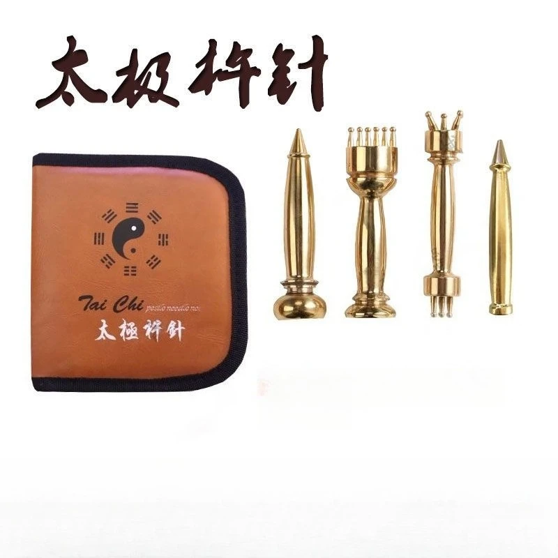 

4-х предметный акупунктурный массажер Taiji Taichi, медный набор инструментов Gua Sha, точечный массажный инструмент Meridian