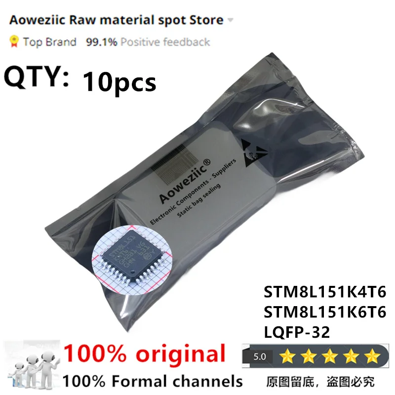 Aoweziic 2024+  100% New Original STM8L151K4T6 STM8L151K6T6 LQFP-32 16MHz 16KB Flash 8-bit Microcontroller MCU