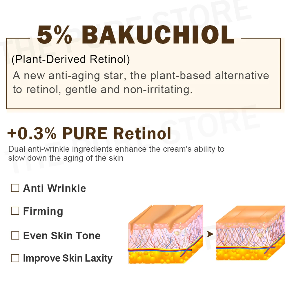 Plant Retinol Anti-Wrinkle Face Cream Whitening Smoothing Lifting Firming Anti Aging Creams Facial Skin Care