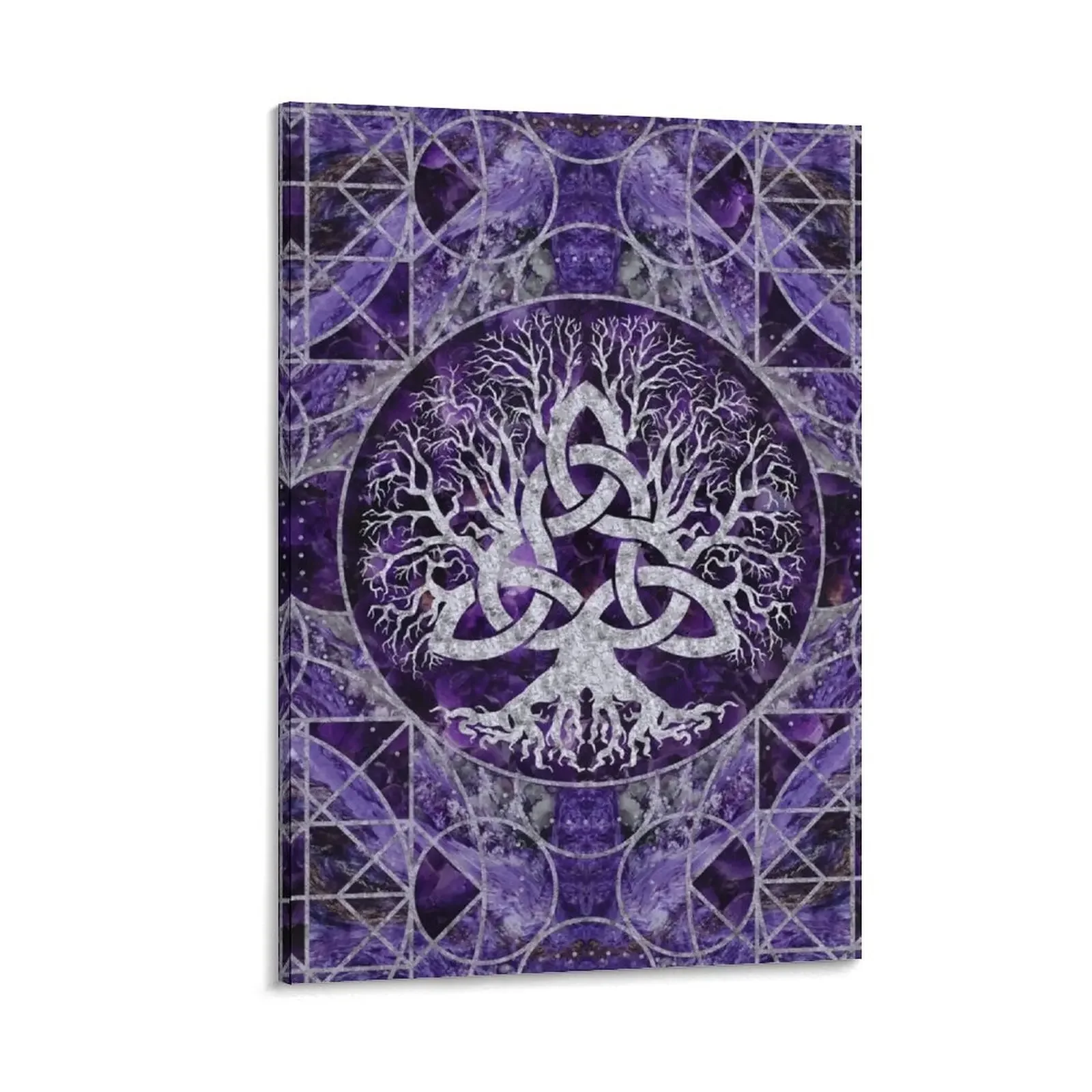 

Tree of life with Triquetra Amethyst and silver Canvas Painting anime figure paintings wall decor Paintings anime poster