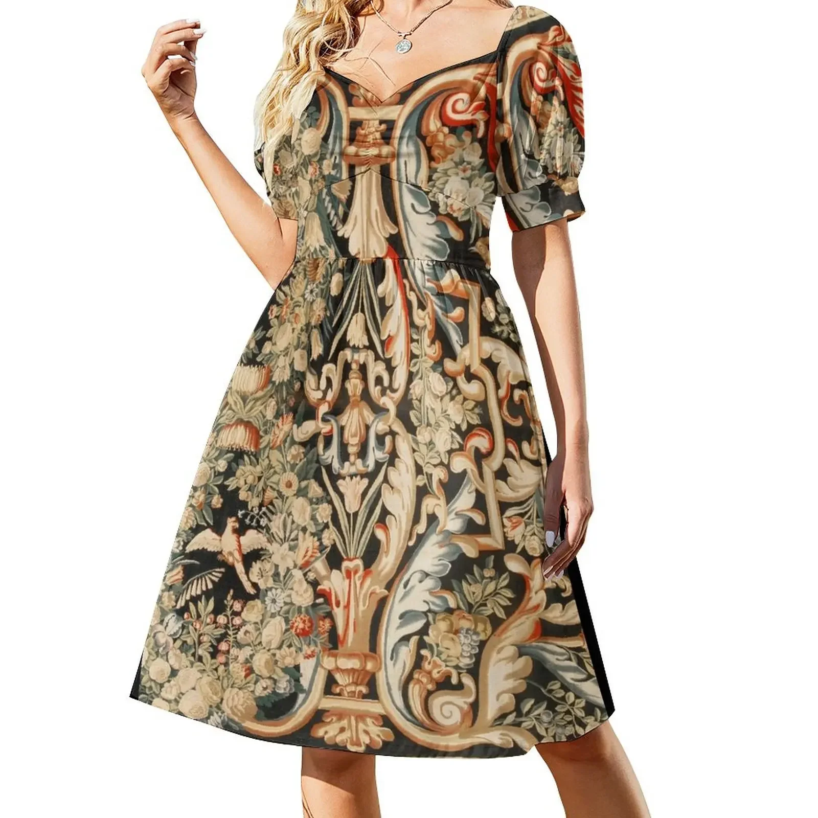 

Antique French Gobelins Aubusson Tapestry Print Sleeveless Dress dress women summer 2025 Womens dresses Dress