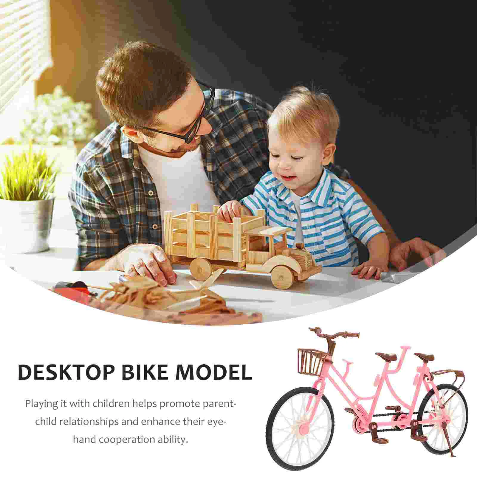 

3 Pcs Miniature Two-seater Bicycle Child Toy Desktop Bike Model Abs Simulation Exquisite Ornament